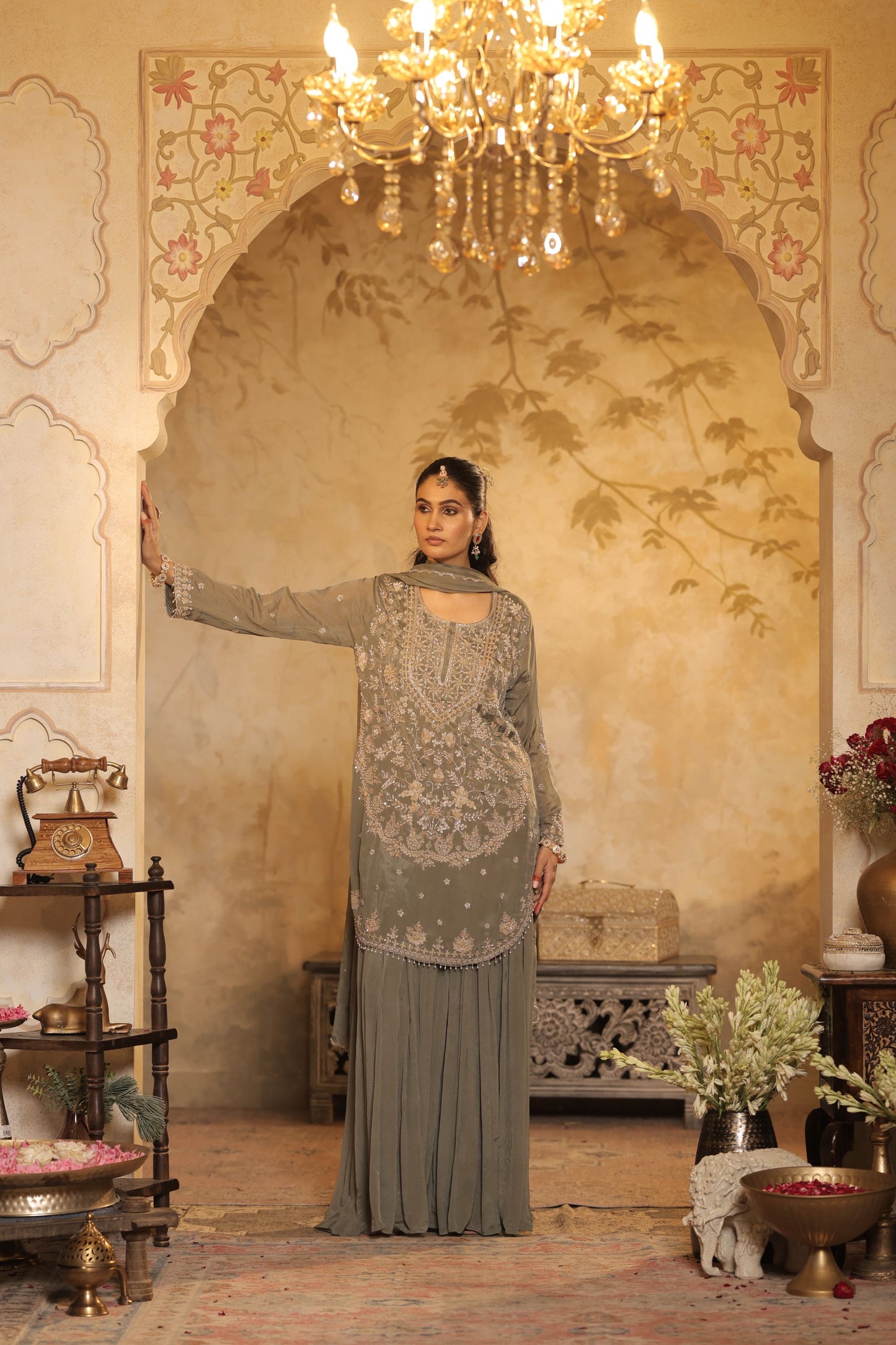 Sage Green Sharara Kurti Set