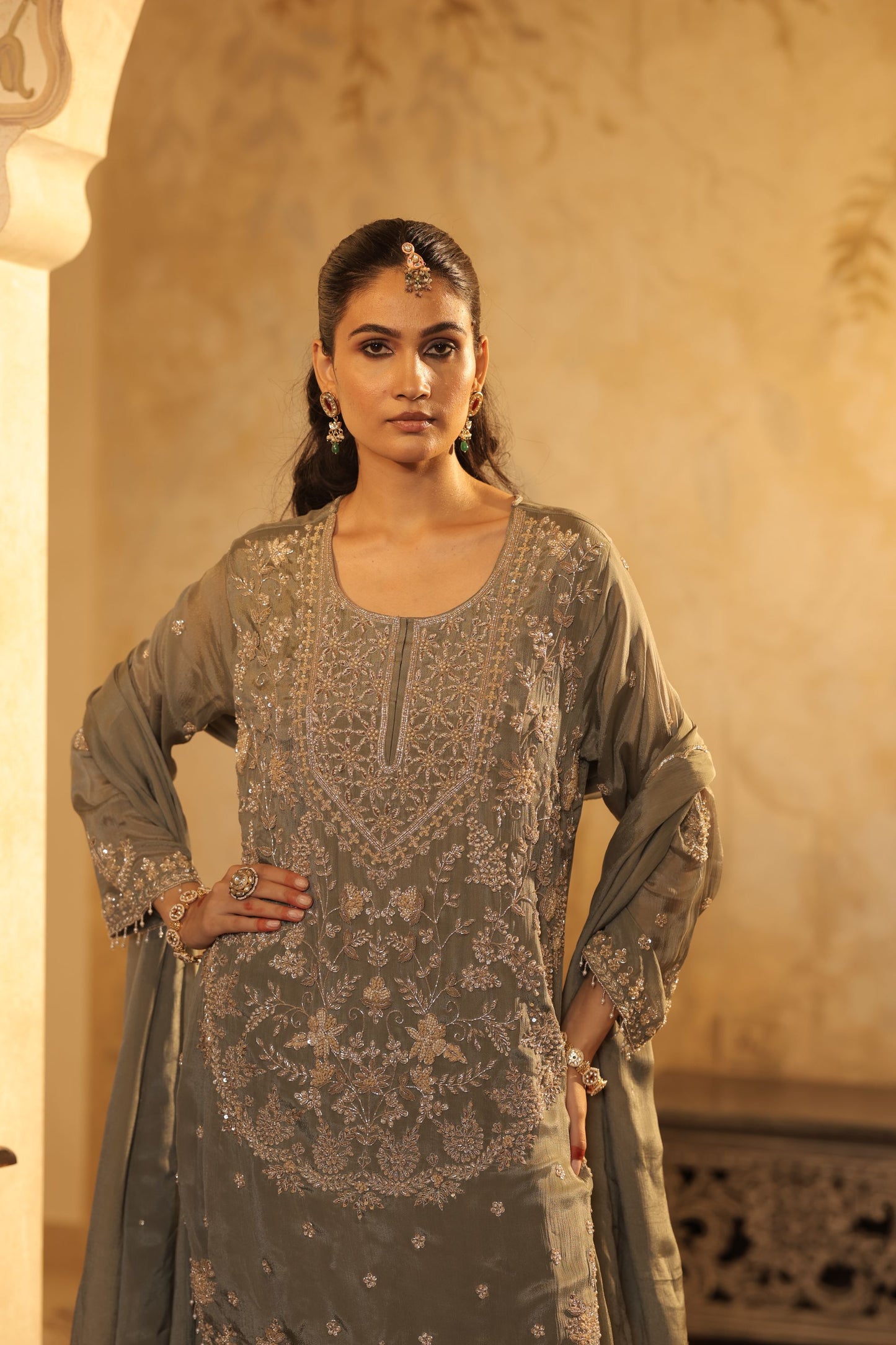 Sage Green Sharara Kurti Set