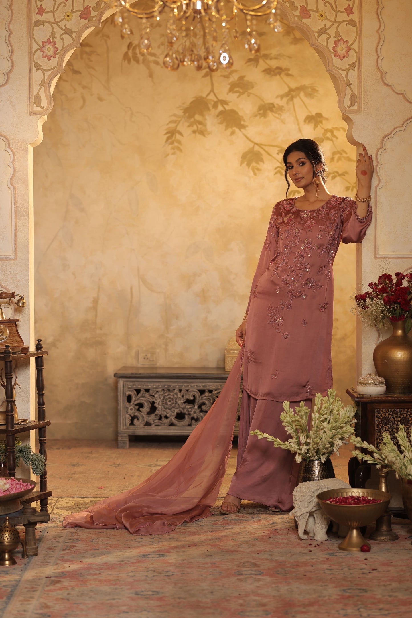 Blush Thread Embroidered Suit Set