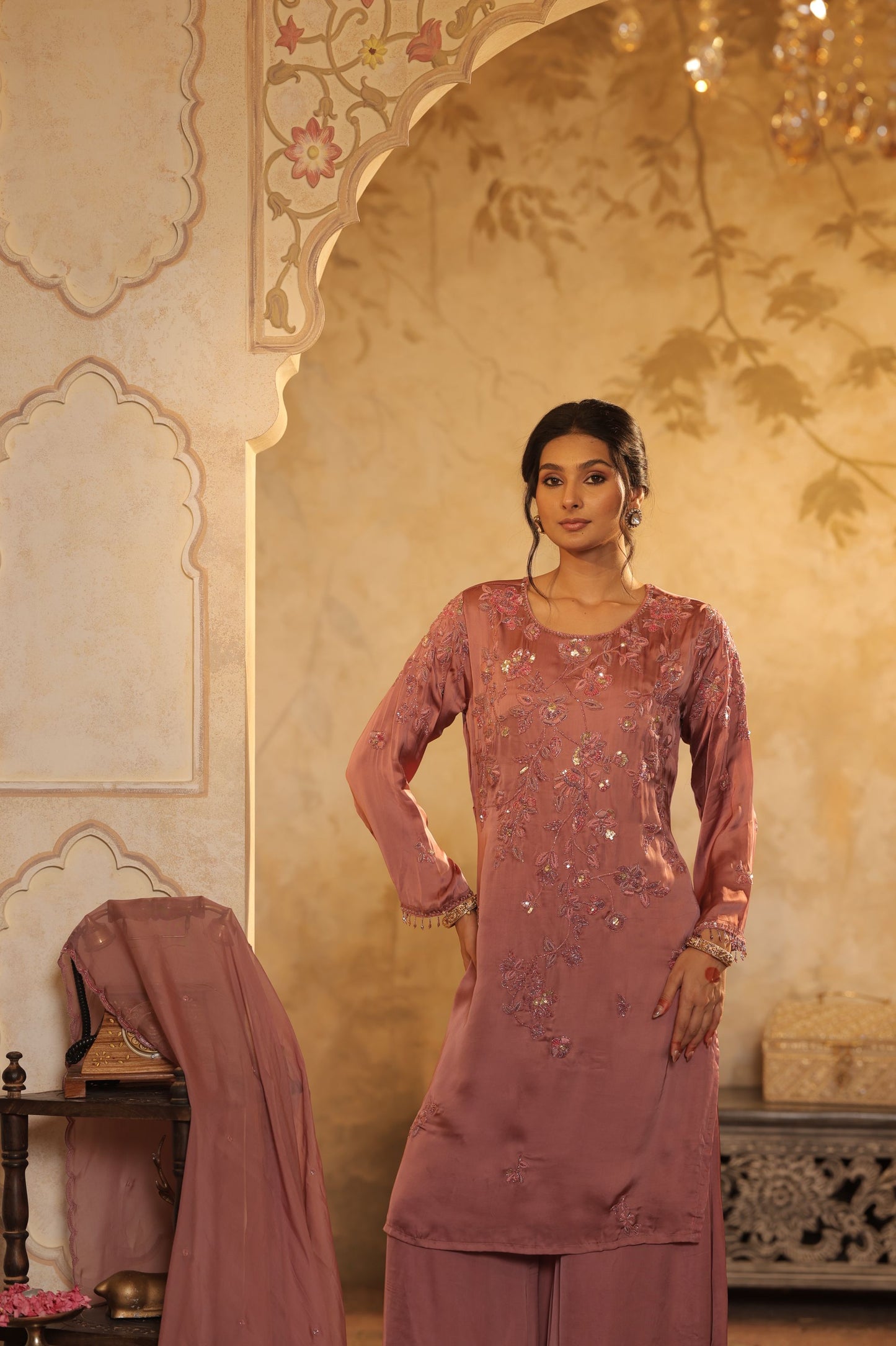 Blush Thread Embroidered Suit Set