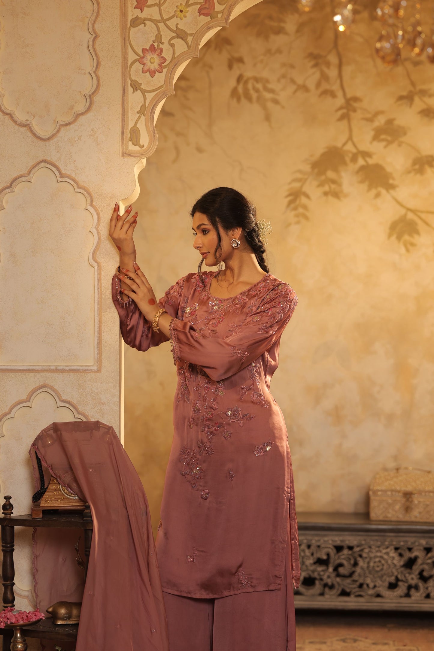 Blush Thread Embroidered Suit Set