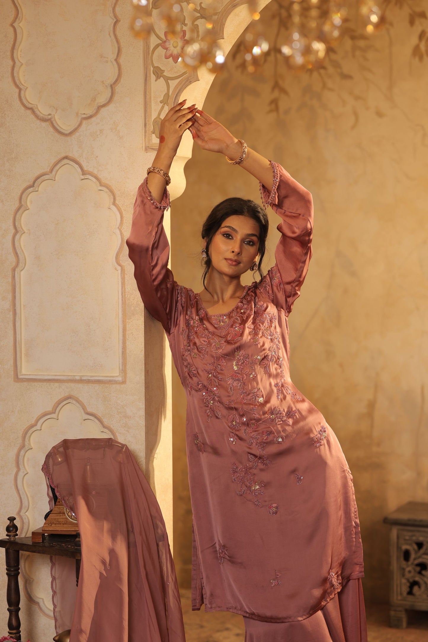 Blush Thread Embroidered Suit Set