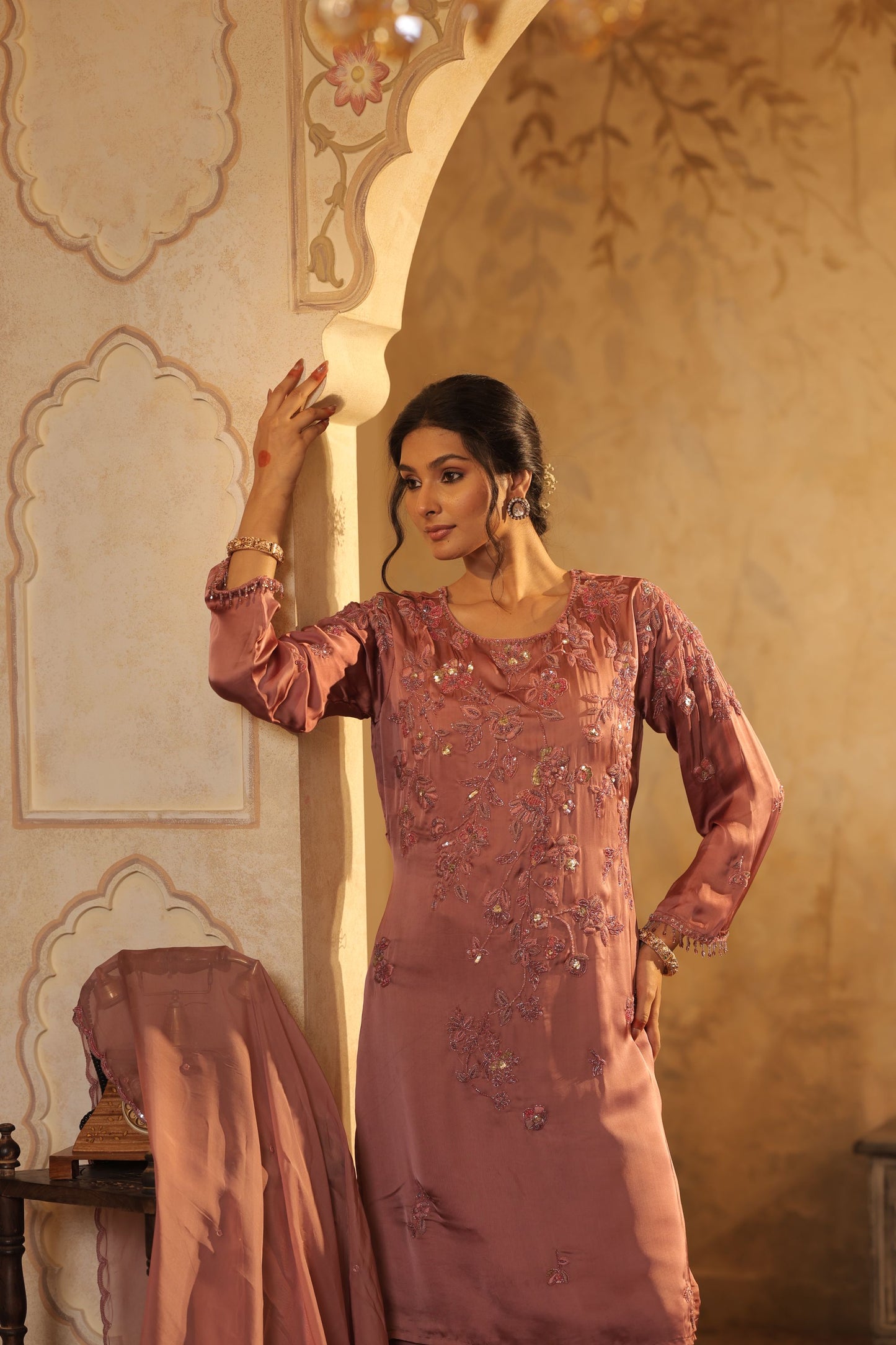 Blush Thread Embroidered Suit Set