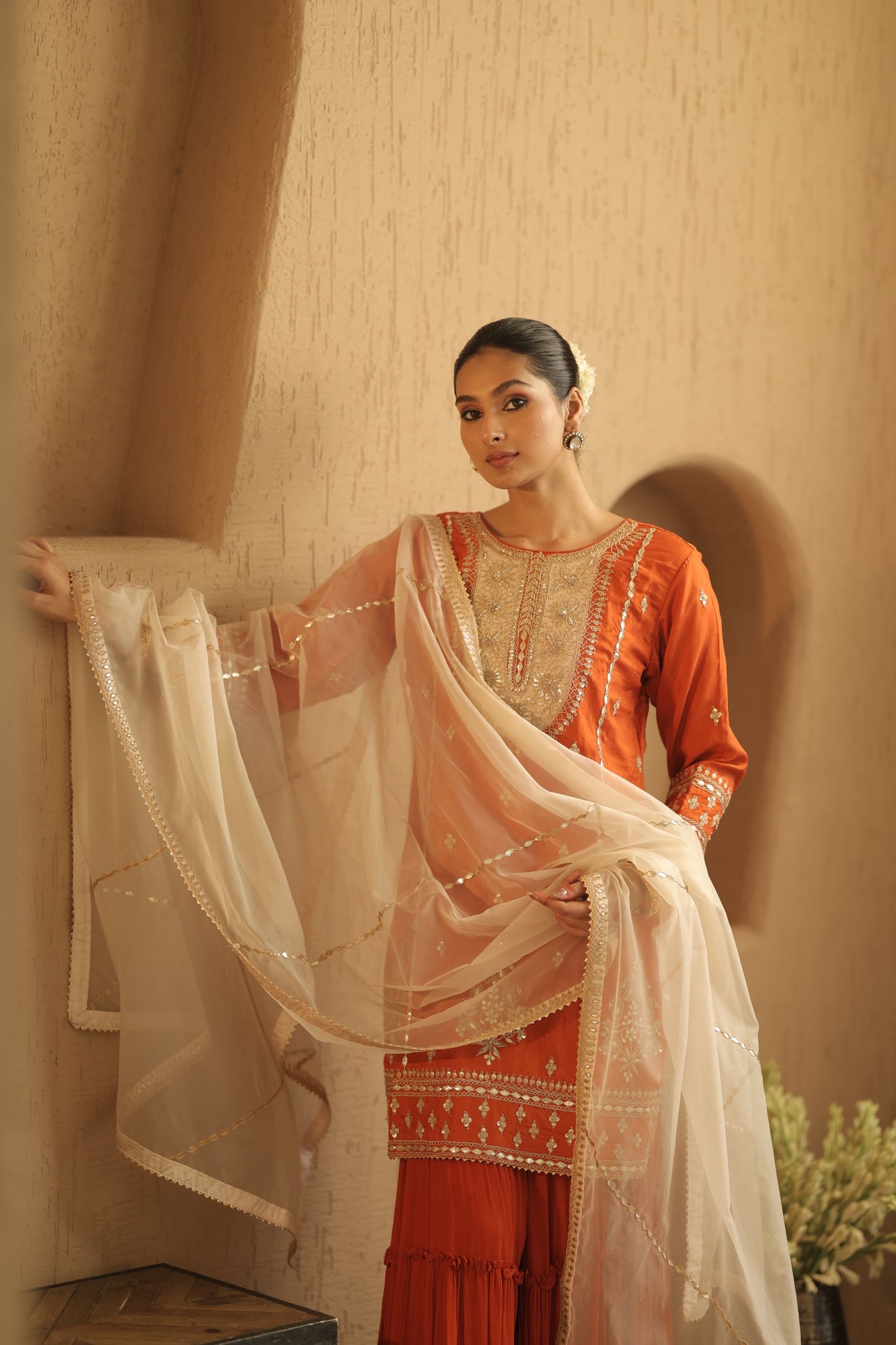 Orange Kurti Sharara Set