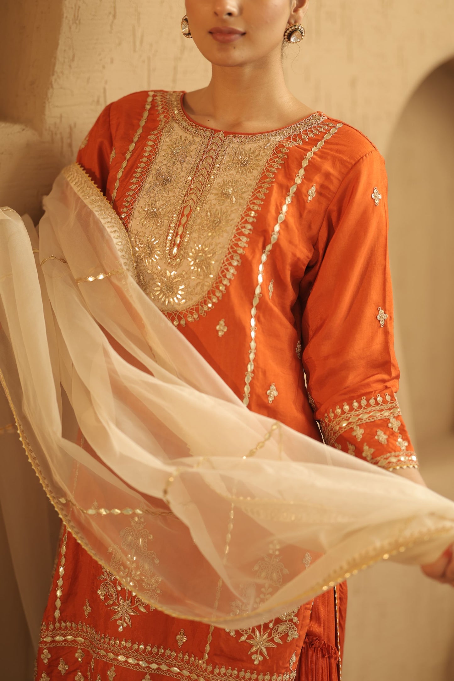 Orange Kurti Sharara Set
