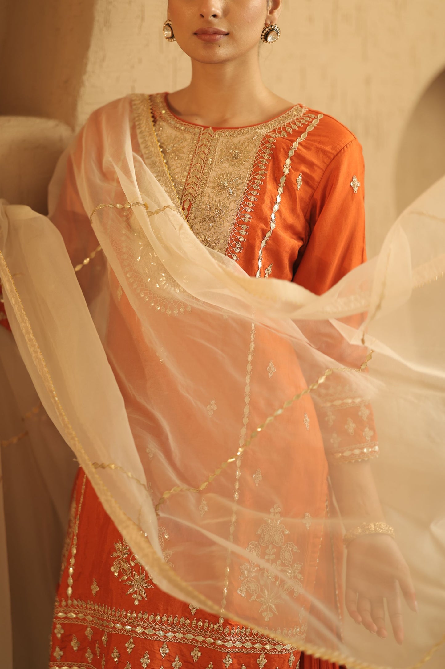 Orange Kurti Sharara Set