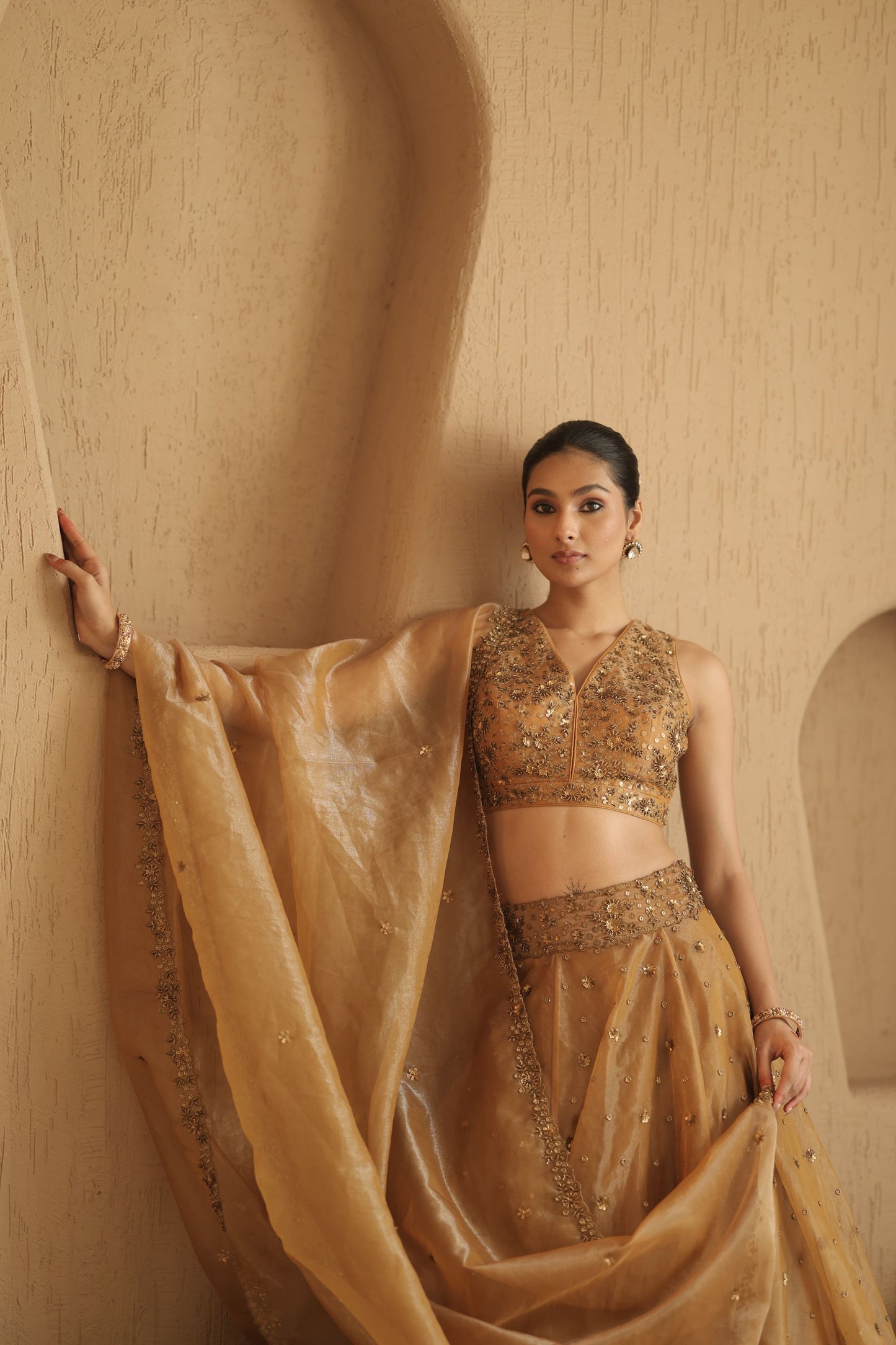 Golden Zari Lehenga Set
