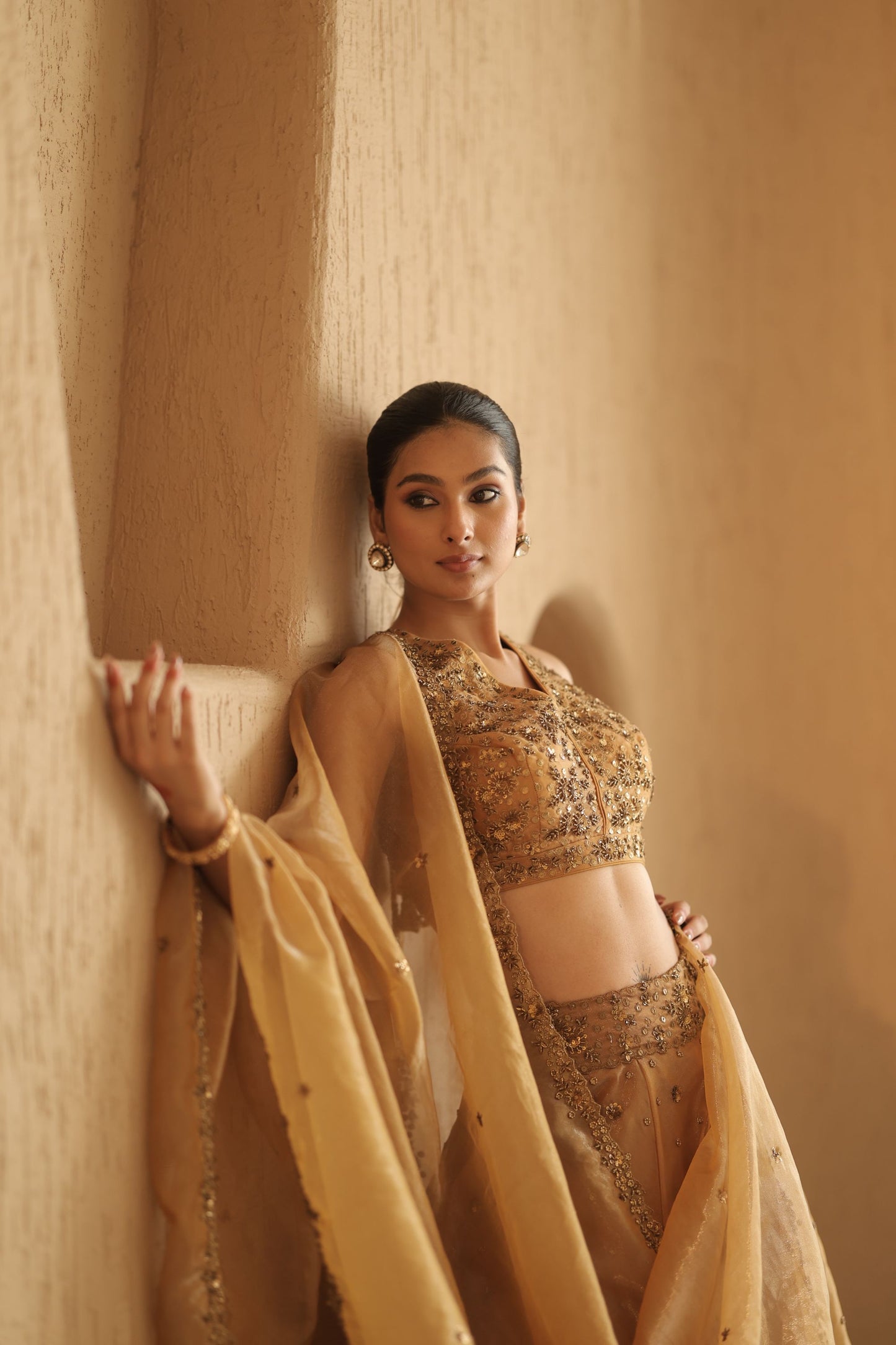 Golden Zari Lehenga Set